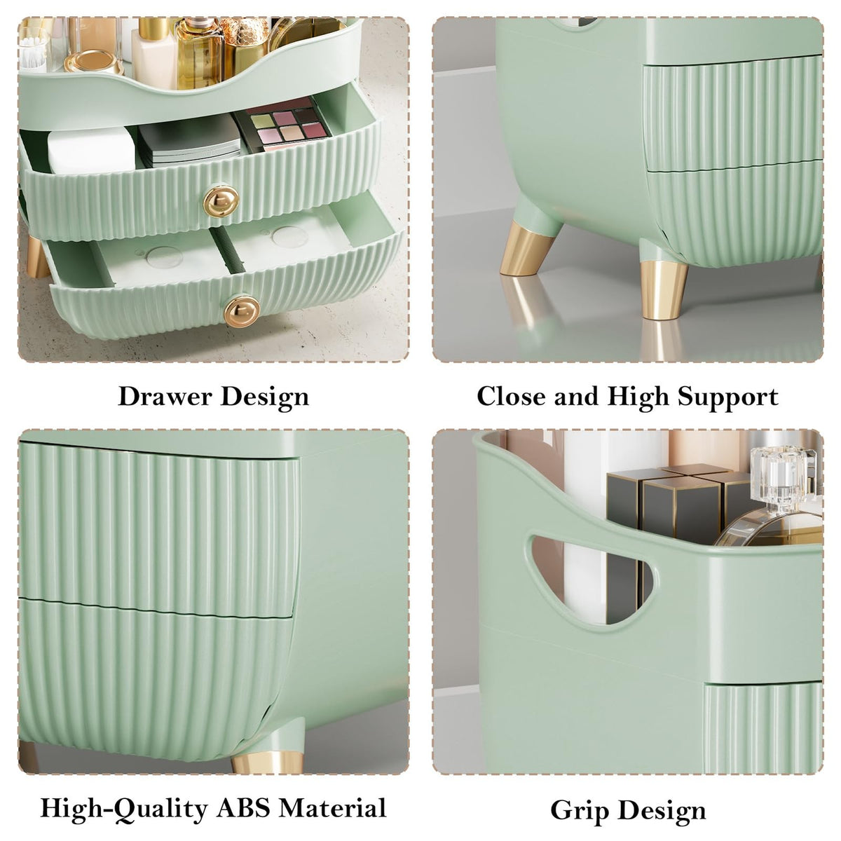 Large Capacity Makeup Organizer with Drawers and Top Compartment for Skincare and Cosmetics