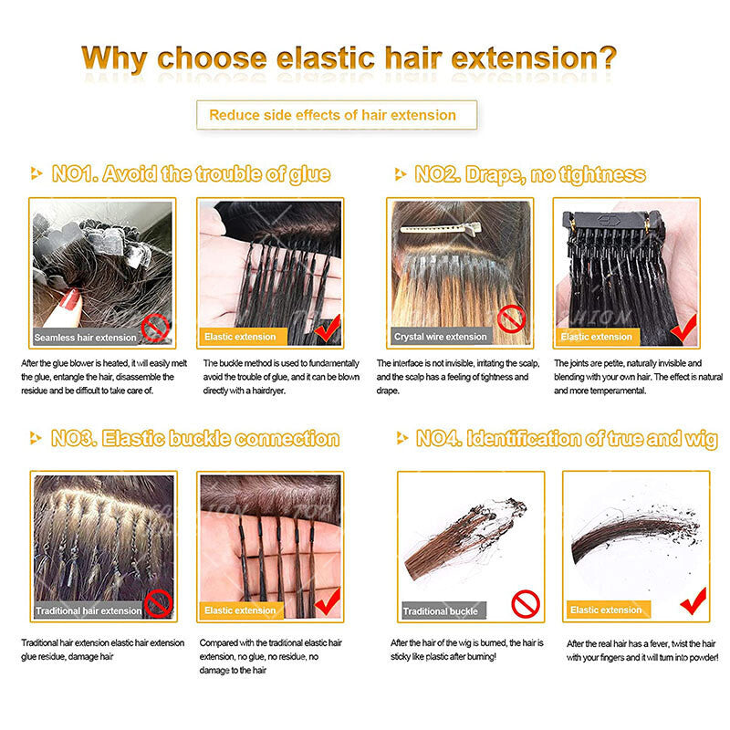Human Remy Hair Extensions Micro Loop Nano Ring Full Head Salon Use