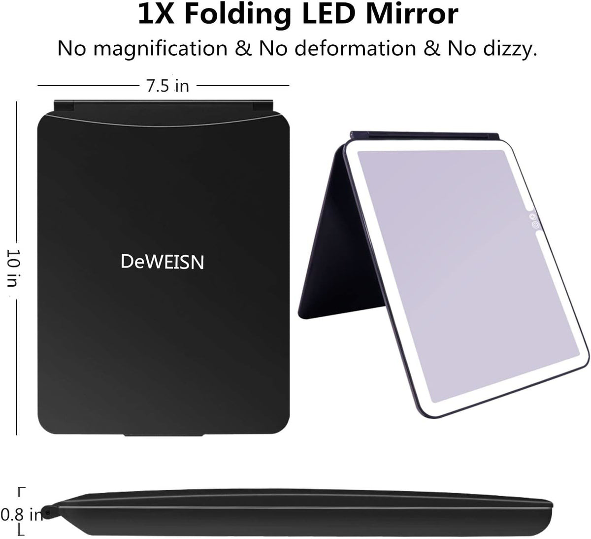Lighted Makeup Mirror with 72 LEDs 3 Color Modes USB Rechargeable Dimmable Compact