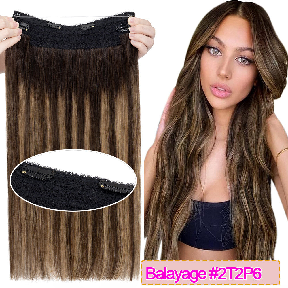 Invisible Wire Clip-In Hair Extensions - 100% Remy Human Hair, Easy to Wear