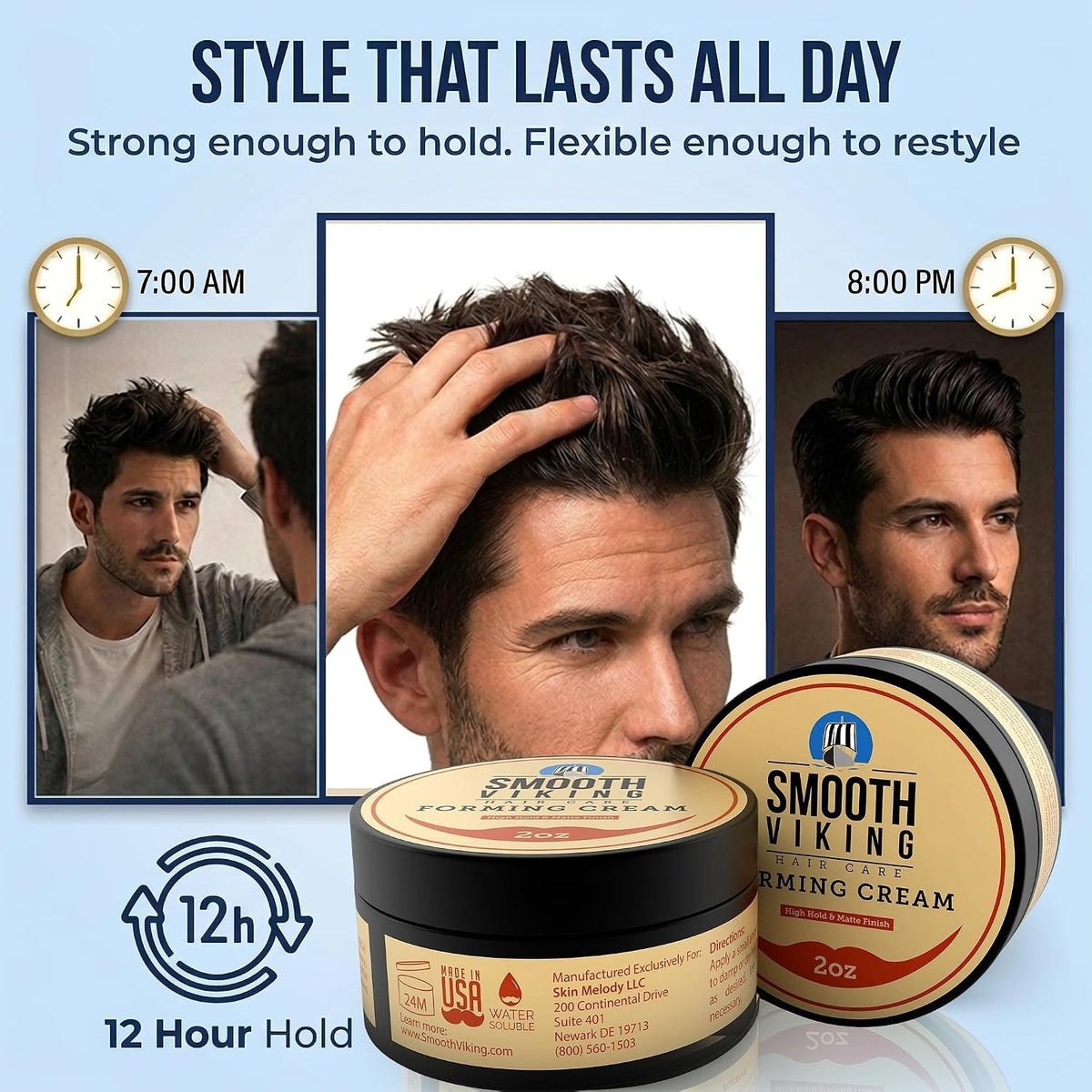 Hydrating Matte Hair Paste - High Hold Men's Styling Cream, 2oz Travel Size
