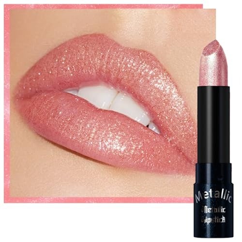 Color Changing Glitter Lipstick - Metallic Shimmer Lip Makeup for Women