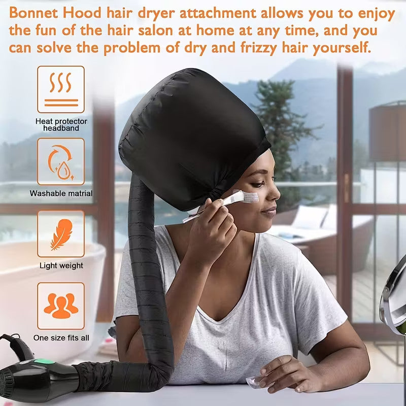 Professional Soft Bonnet Hair Dryer Cap for Home & Travel, Adjustable Fit