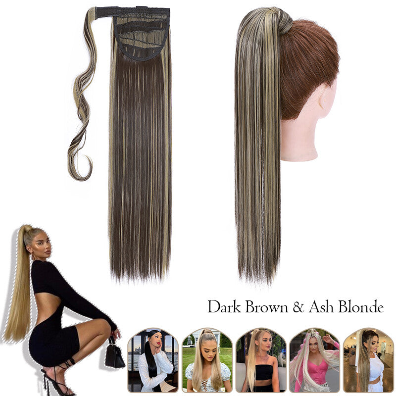 Mega Thick Wrap-On Ponytail Extensions - Natural Human Hair, Curly Wavy Straight
