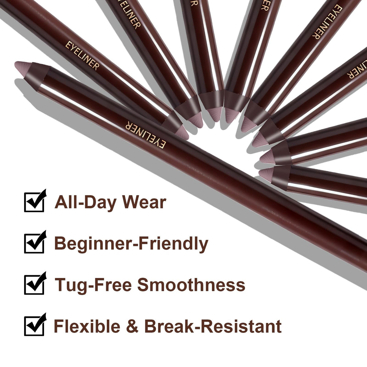 Gel Eyeliner Pencil Waterproof Smudge-Proof Fine Tip Makeup Tool