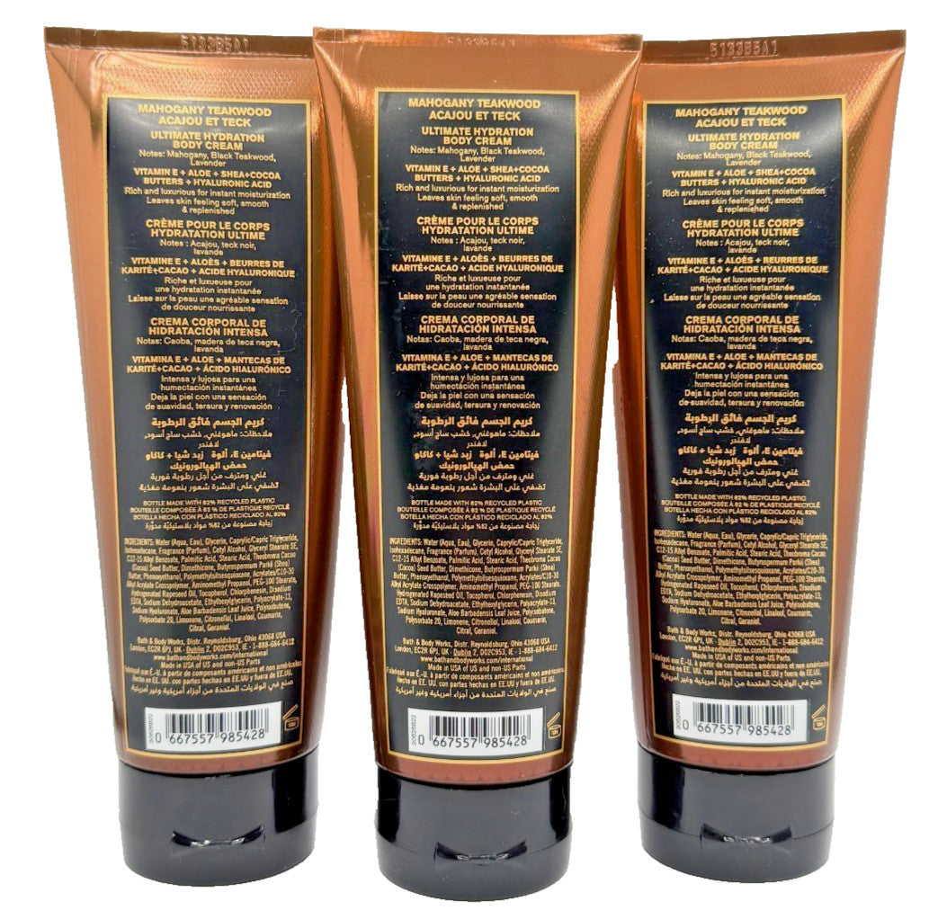 Mahogany Teakwood Body Cream Lot of 3 - 8 oz each