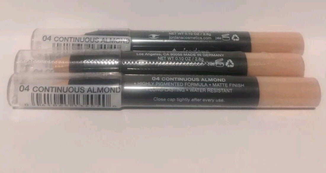 JORDANA 12Hr Long Lasting Eyeshadow Pencil #04 Continuous Almond - Set of 3