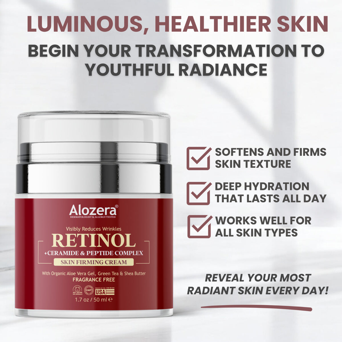 Retinol Face Cream - Anti-Aging Moisturizer, 1.7 oz