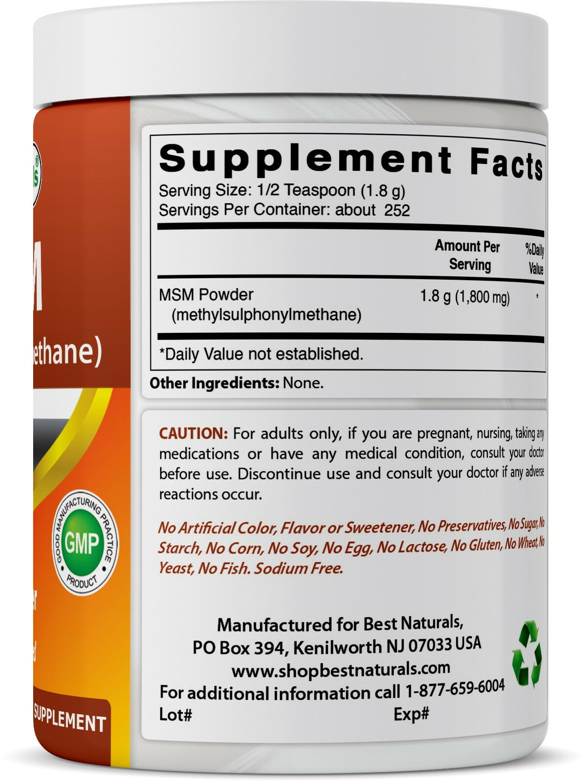 MSM Powder 1 Lb - Joint Support Supplement
