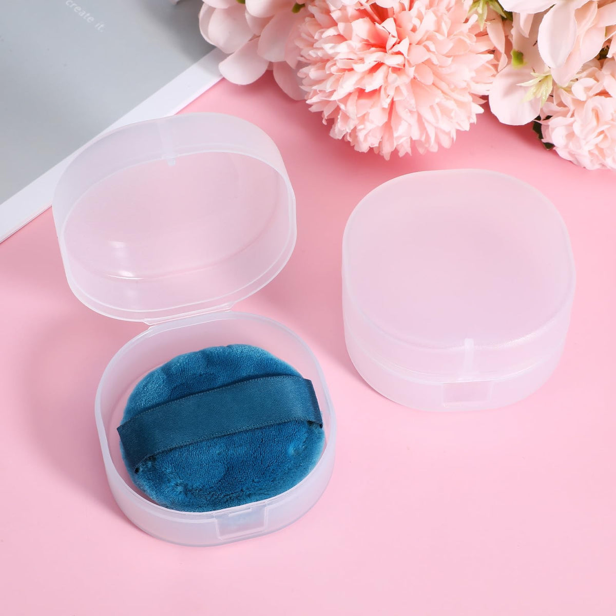 Reusable Cosmetic Cotton Pad Holder Set - Portable Plastic Travel Containers 3 Pack