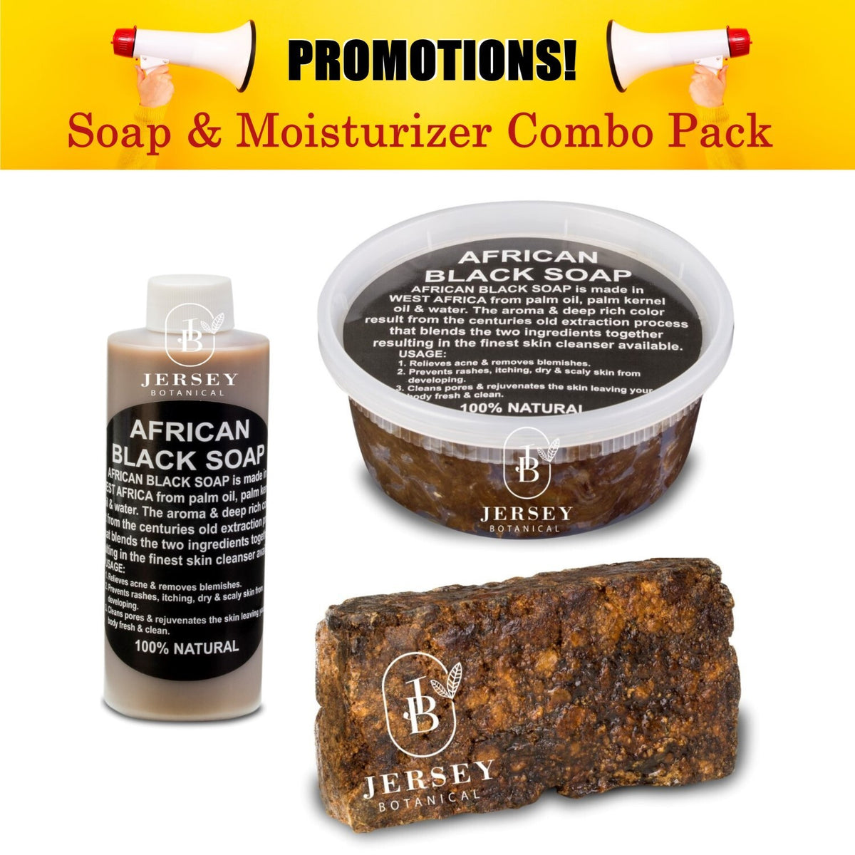 African Black Soap Trio Pack - Natural Organic Liquid, Bar & Paste
