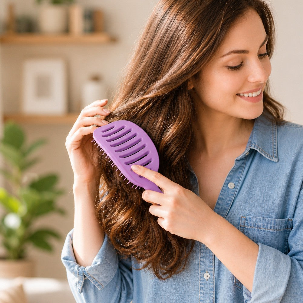 Set of 3 Detangler Hair Brushes Wet & Dry - Pink, Purple, Cream