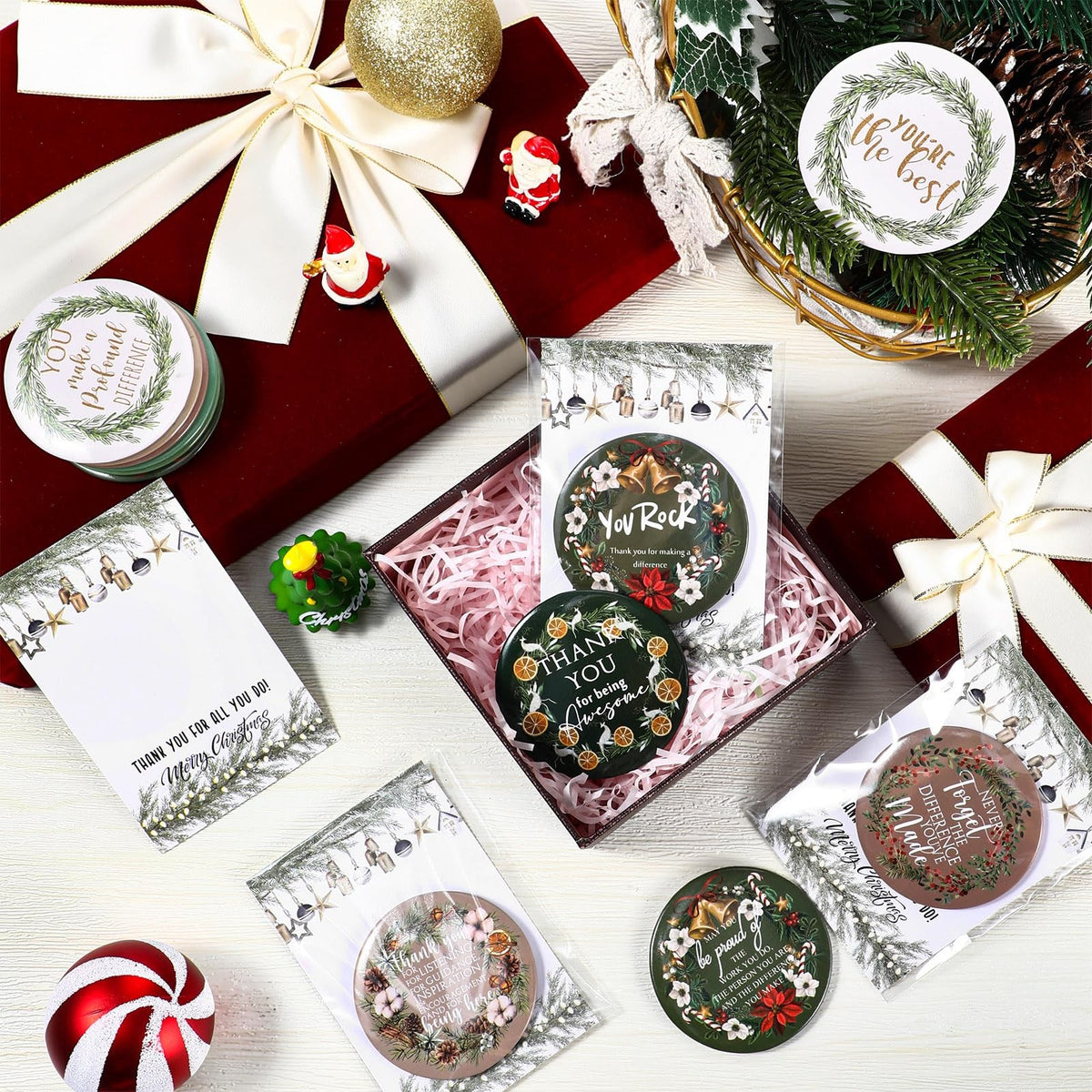 36-Piece Christmas Employee Appreciation Compact Mirror Set with Greeting Cards