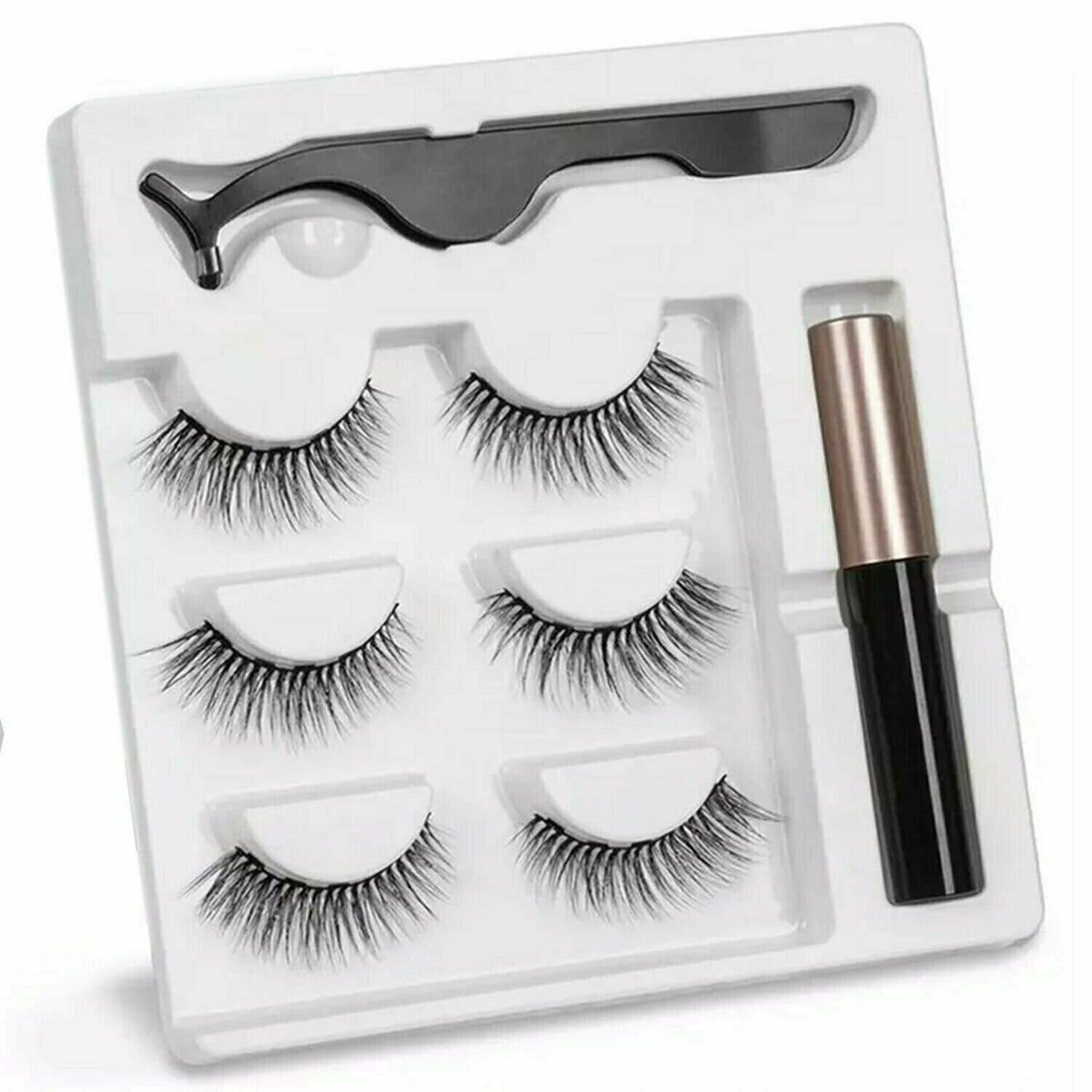 Magnetic Eyelash and Eyeliner Kit - 3 Pairs, Long Lasting, Easy to Use
