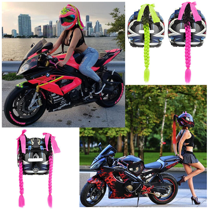 Helmet Ponytail Hair Extensions for Motorcycle Helmets - Braids & Twists