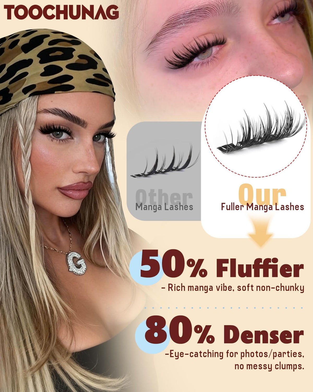 Anime-Style False Eyelash Clusters for Volume & Natural Look - Black
