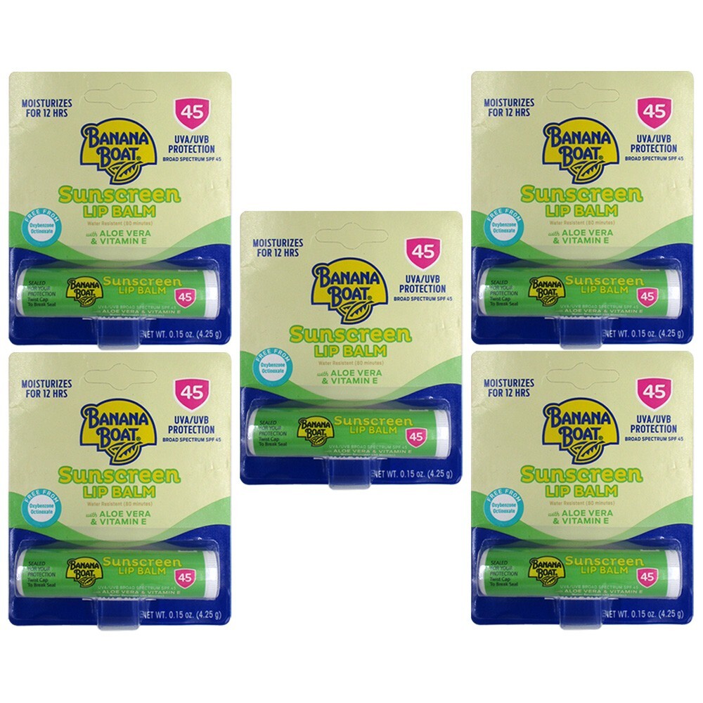 SPF 45 Lip Balm with Aloe Vera & Vitamin E — Sun Protection for Lips - 5 Pack