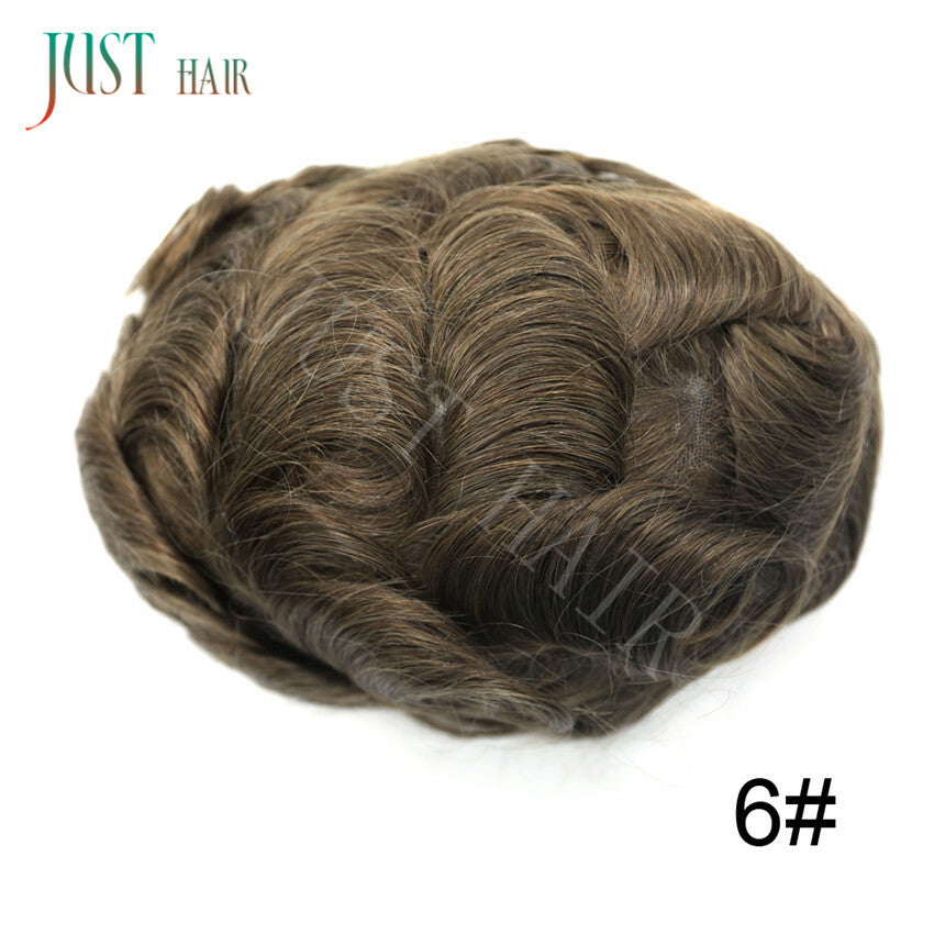 Men's Bleached Lace Front Hair Replacement Toupee - Natural Hairline, Virgin Human Hair