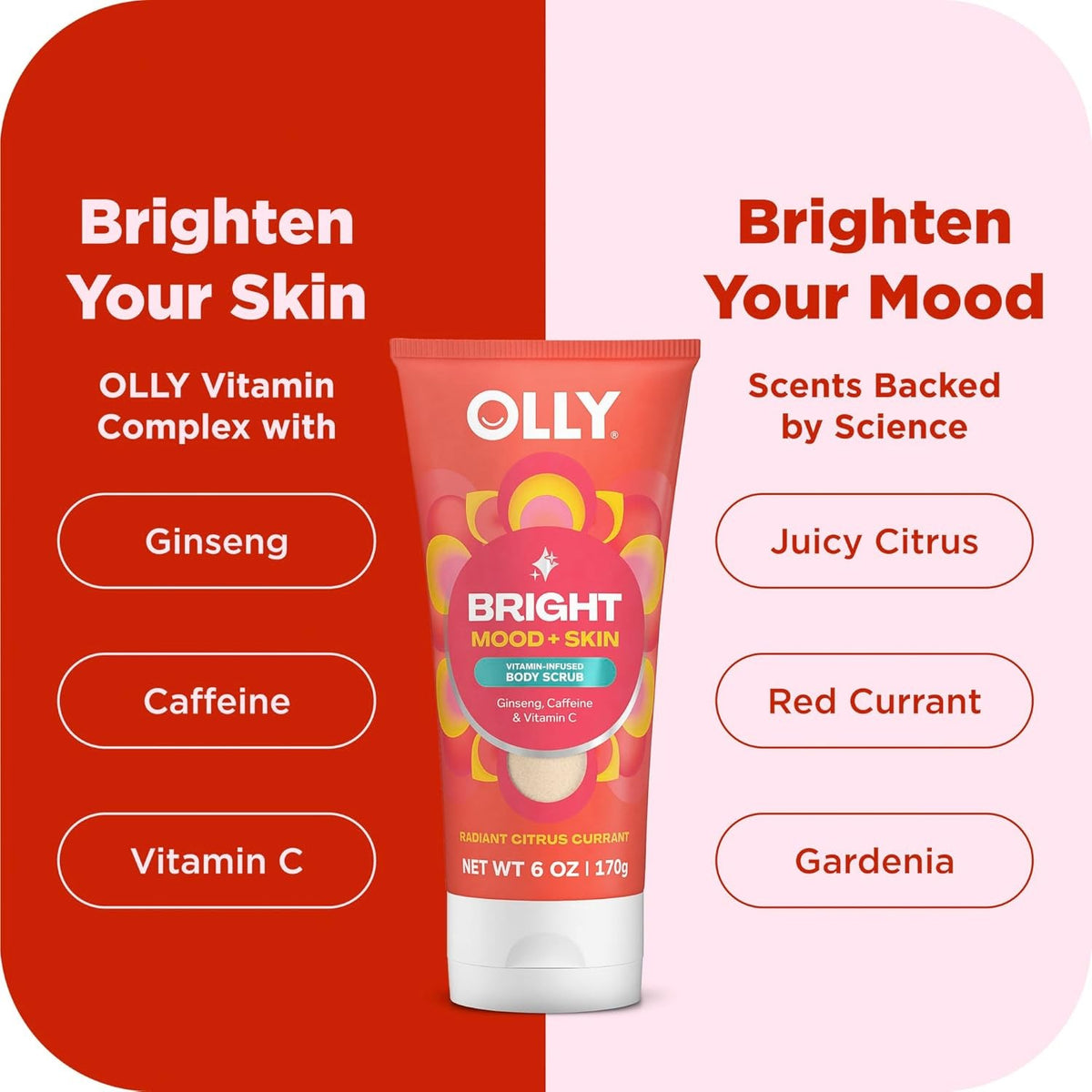 OLLY Bright Body Scrub Ginseng, Caffeine & Vitamin C Nourishing