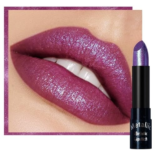Color Changing Glitter Lipstick - Metallic Shimmer Lip Makeup for Women