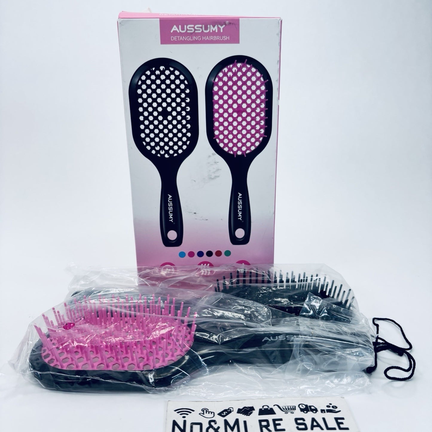 Vented Detangling Hair Brush Set for All Hair Types – Black & Pink