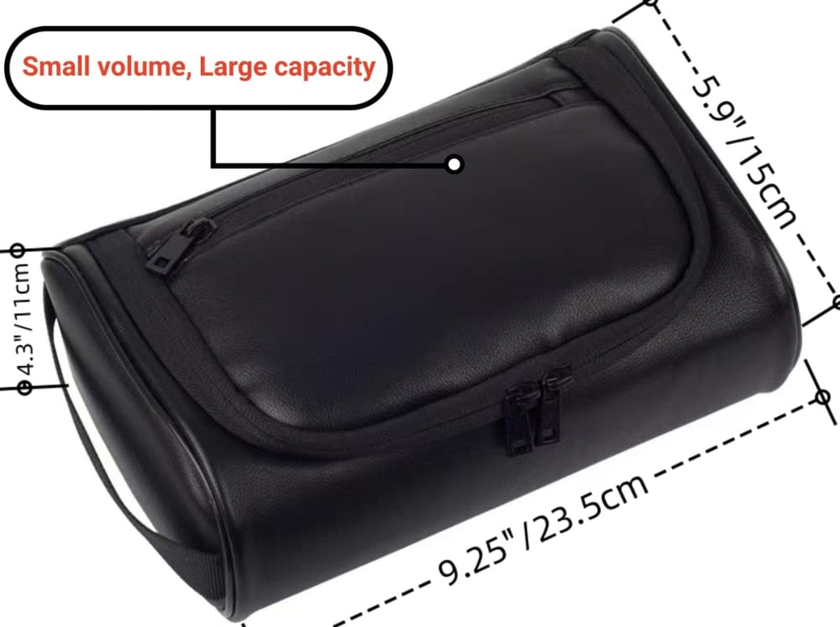 Personalized Small Leather Toiletry Bag for Men - Waterproof Travel Organizer