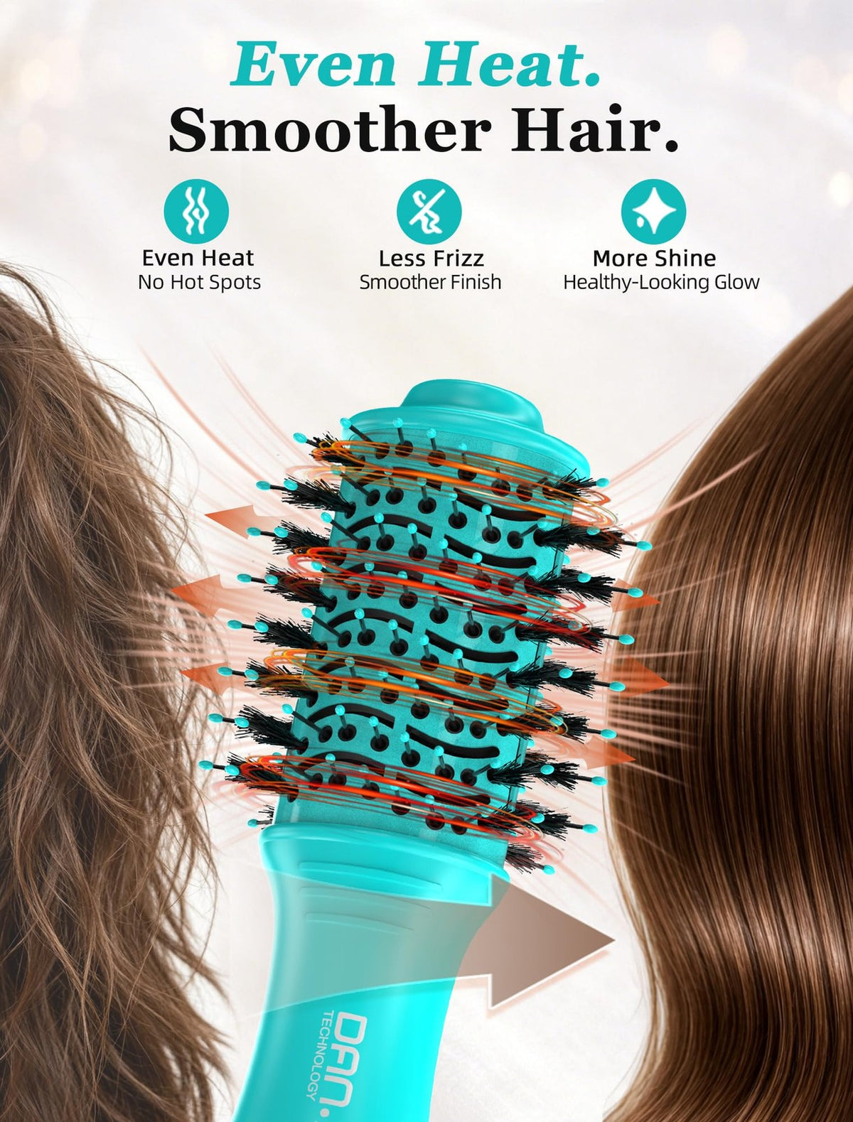 DAN Technology Cyan Ceramic 2-Inch Hot Air Brush for Hair