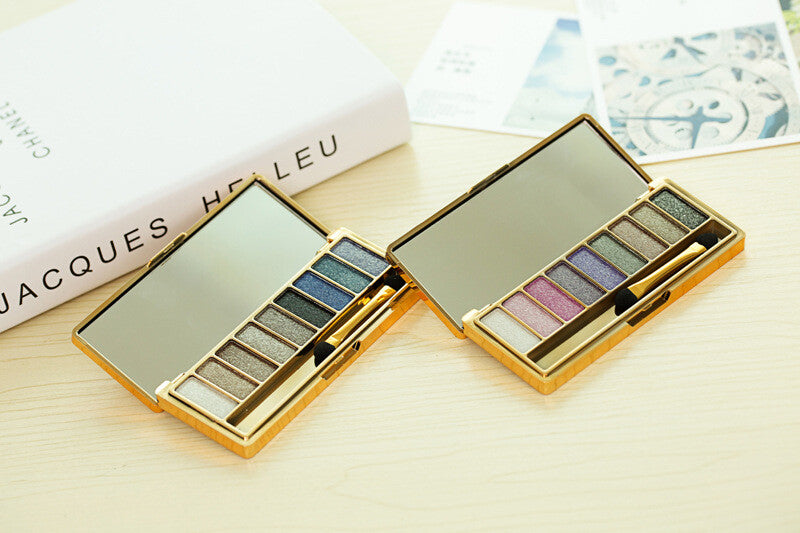 9 Colors Glitter Eyeshadow Palette & Makeup Brush Set for Party & Daily Wear
