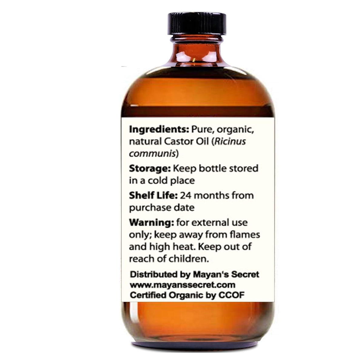 Organic Cold Pressed Castor Oil in Glass Bottle for Hair Skin & Eyelashes