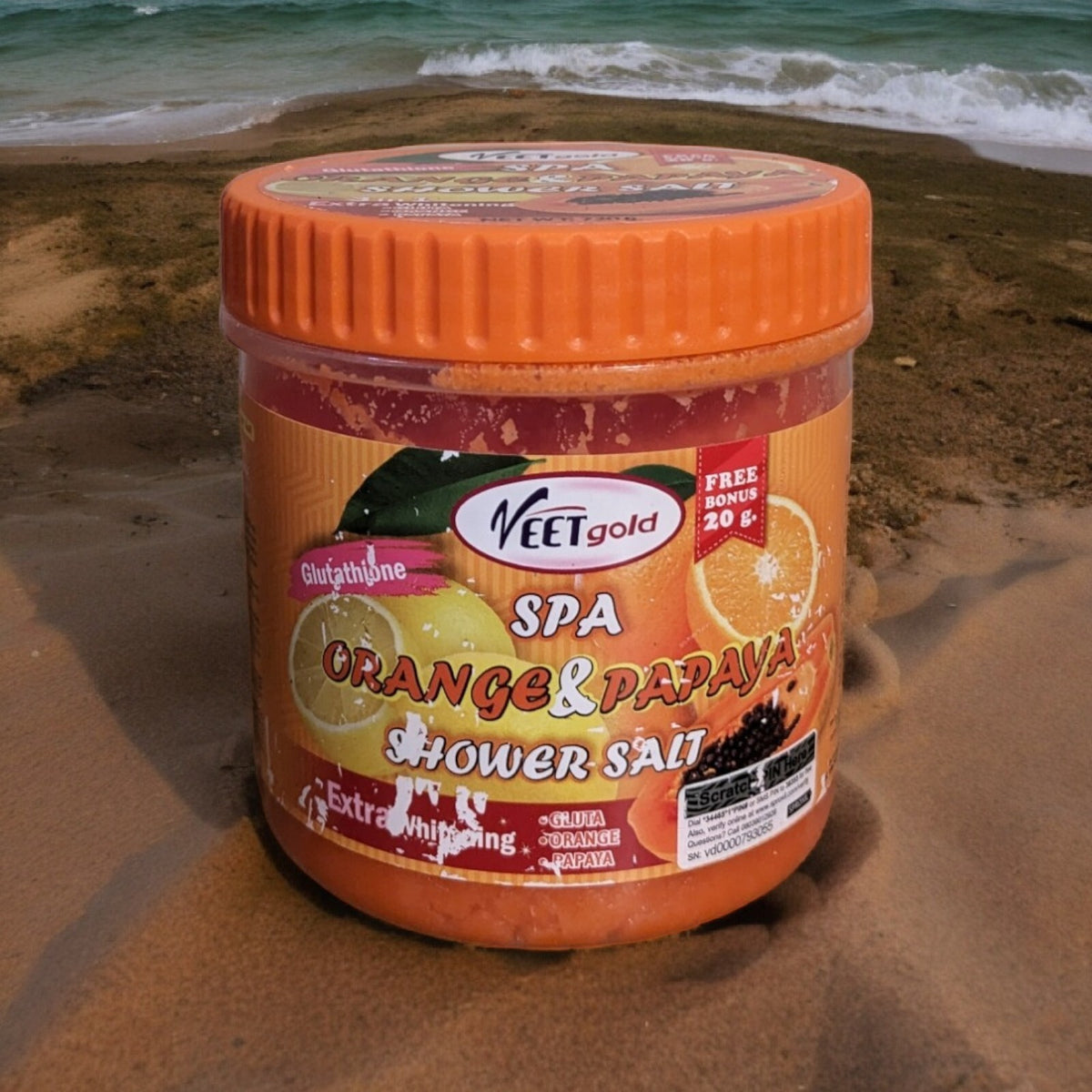 Veetgold Orange Papaya Glutathione Shower Salt Scrub