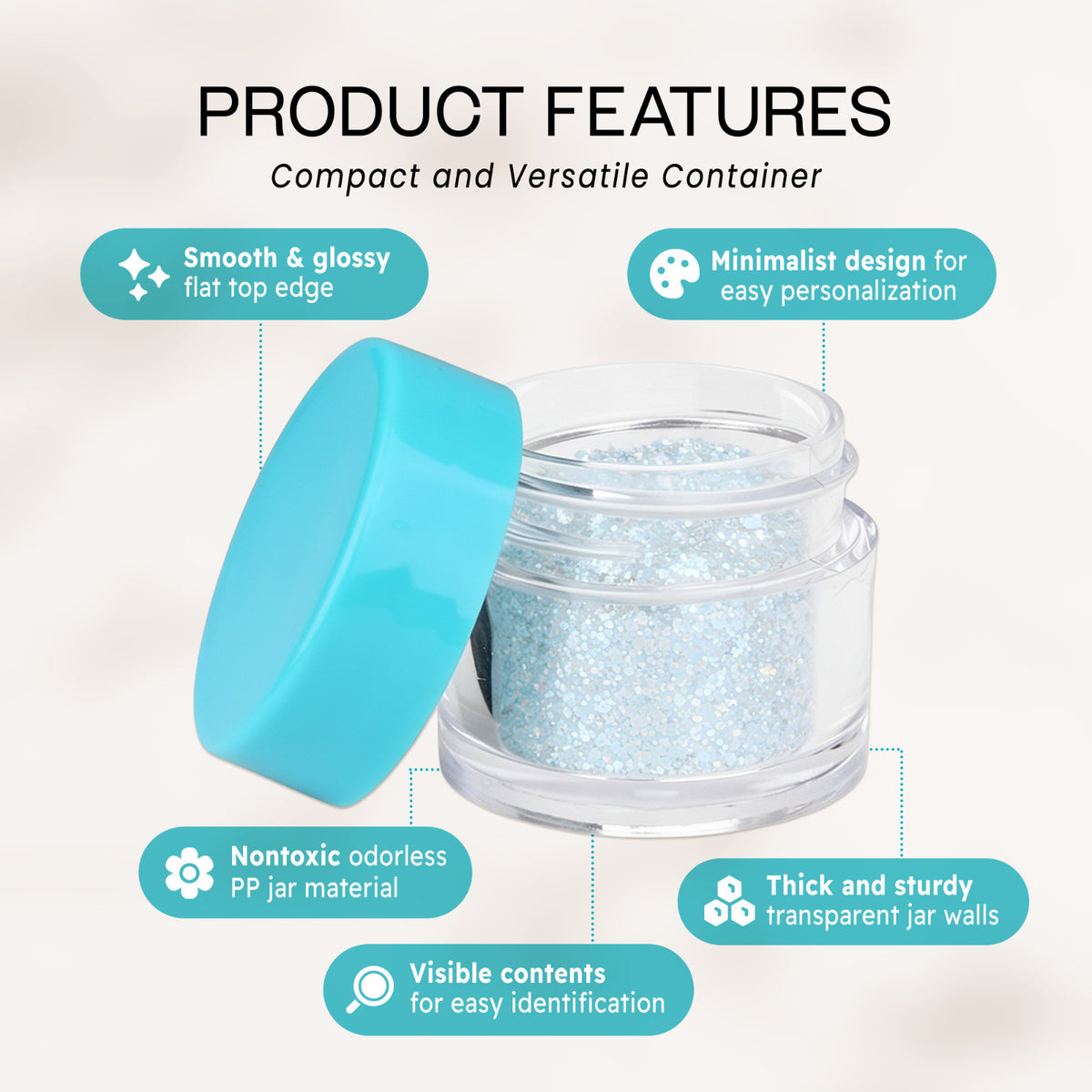 Double-Wall Leak-Proof Acrylic Sample Jars - 7g/7ml, Reusable Storage Containers