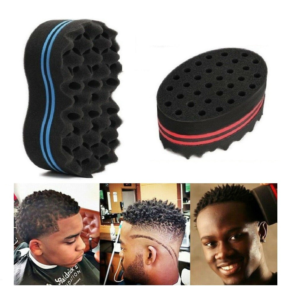 2PCS Hair Sponge Magic Barber Brush Twist Curl Dreads Locking Afro