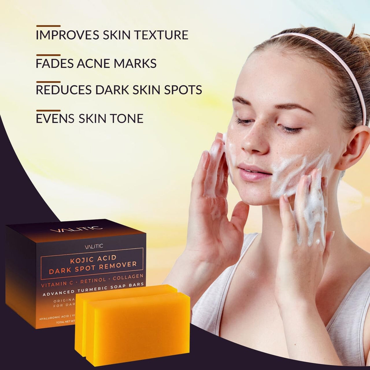 Kojic Acid Dark Spot Remover Soap Bars - Brightening Skin Care, 3.5oz Pack of 2