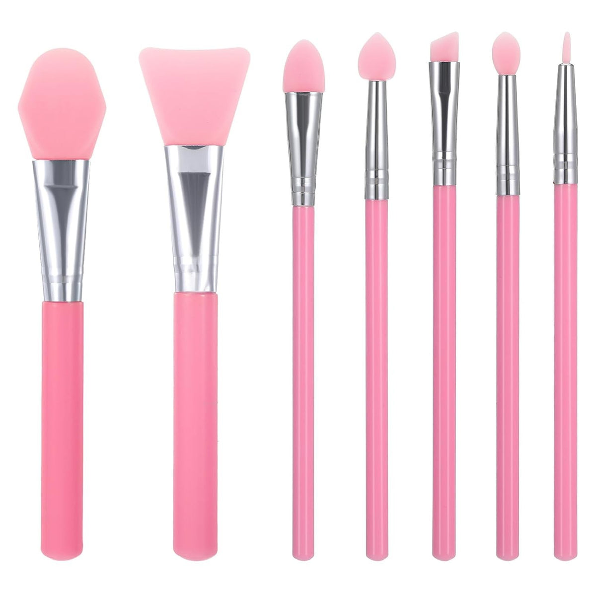 7-Piece Silicone Makeup & Craft Applicator Brush Set - Pink