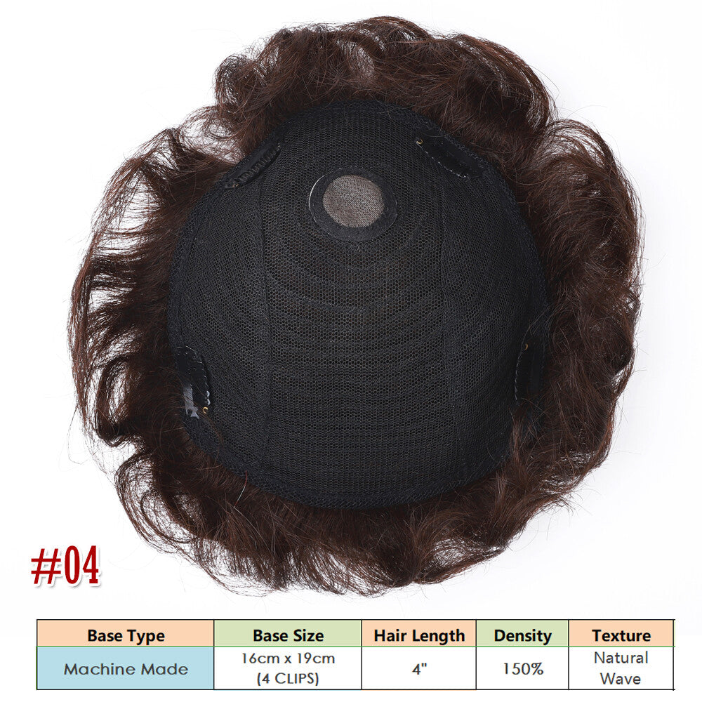 Men's Hair Replacement System Toupee Human Hair Skin V Loop - Natural-Looking Hairpiece