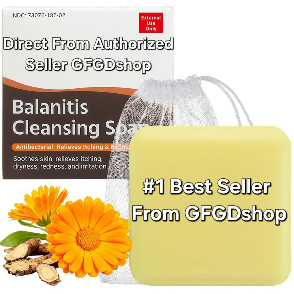 Men's Balanitis Treatment Soap - Relieves Redness & Itching - Natural Herbal Cleansing Bar