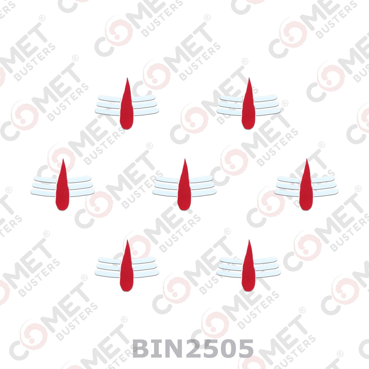 Red & White Reusable Mahakal Tilak Bindis for Puja & Meditation - 12mm