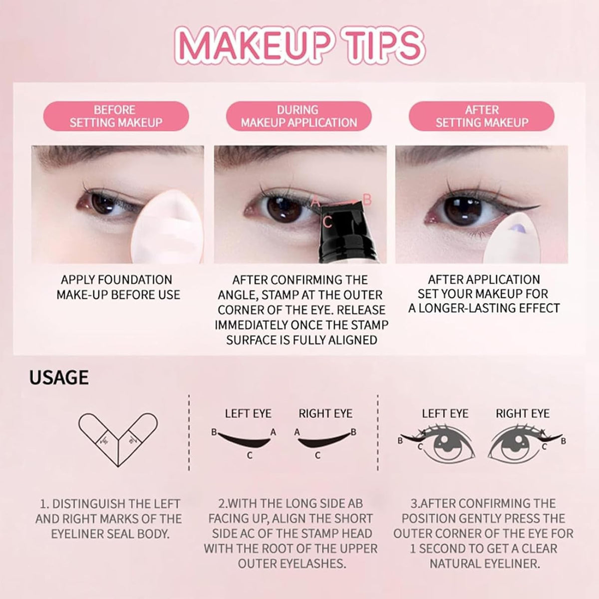 Dual-Head Waterproof Eyeliner Stamp Set - Black & Brown, Long-Lasting