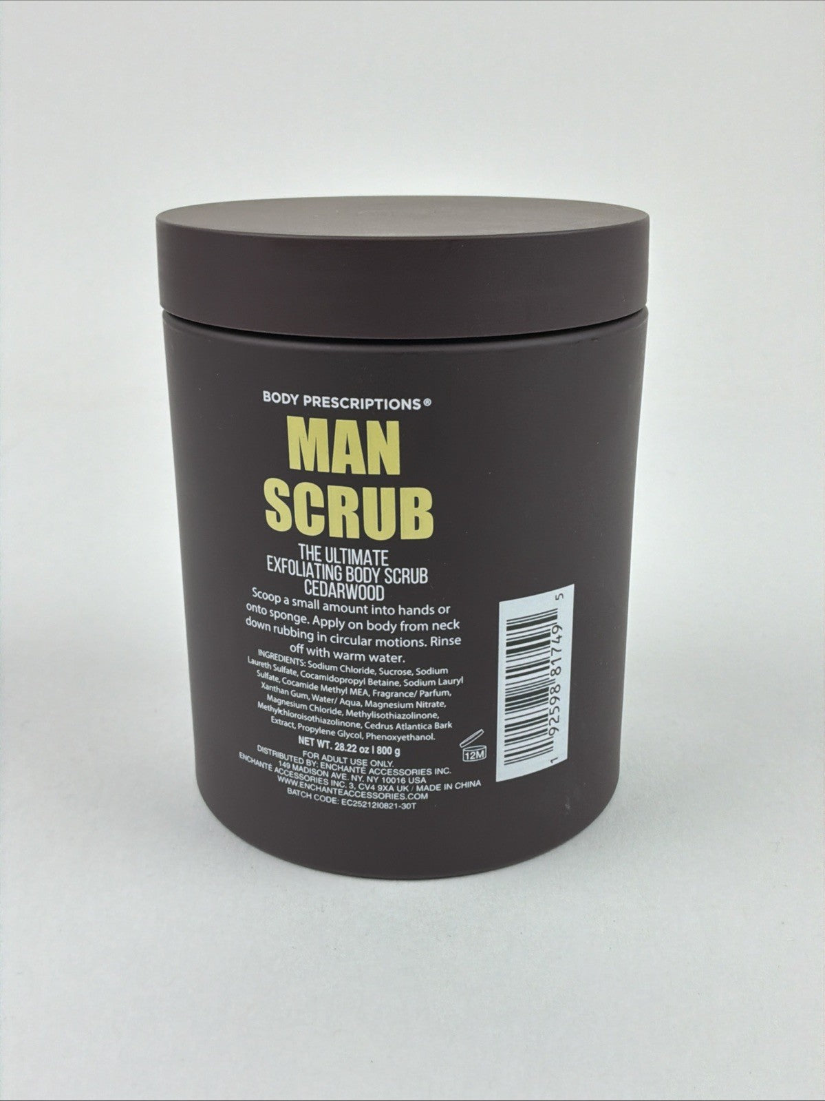 Body Prescriptions Man Scrub Cedarwood Exfoliating 28.2oz for Men