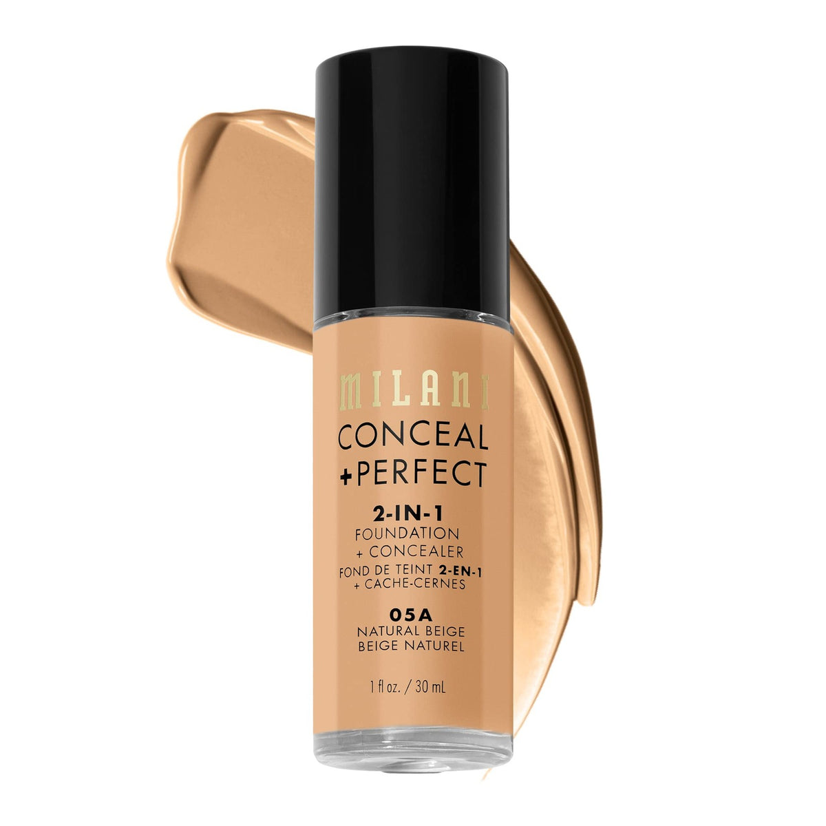 Water-Resistant Foundation Concealer 2-in-1 Natural Beige 1 Fl Oz