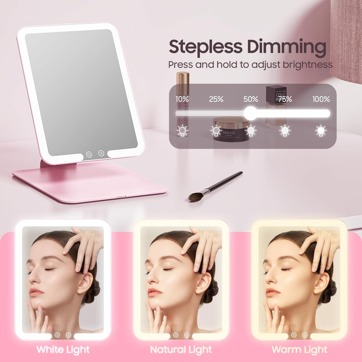 Benbilry Foldable Travel Makeup Mirror with Lights & 20X Magnification