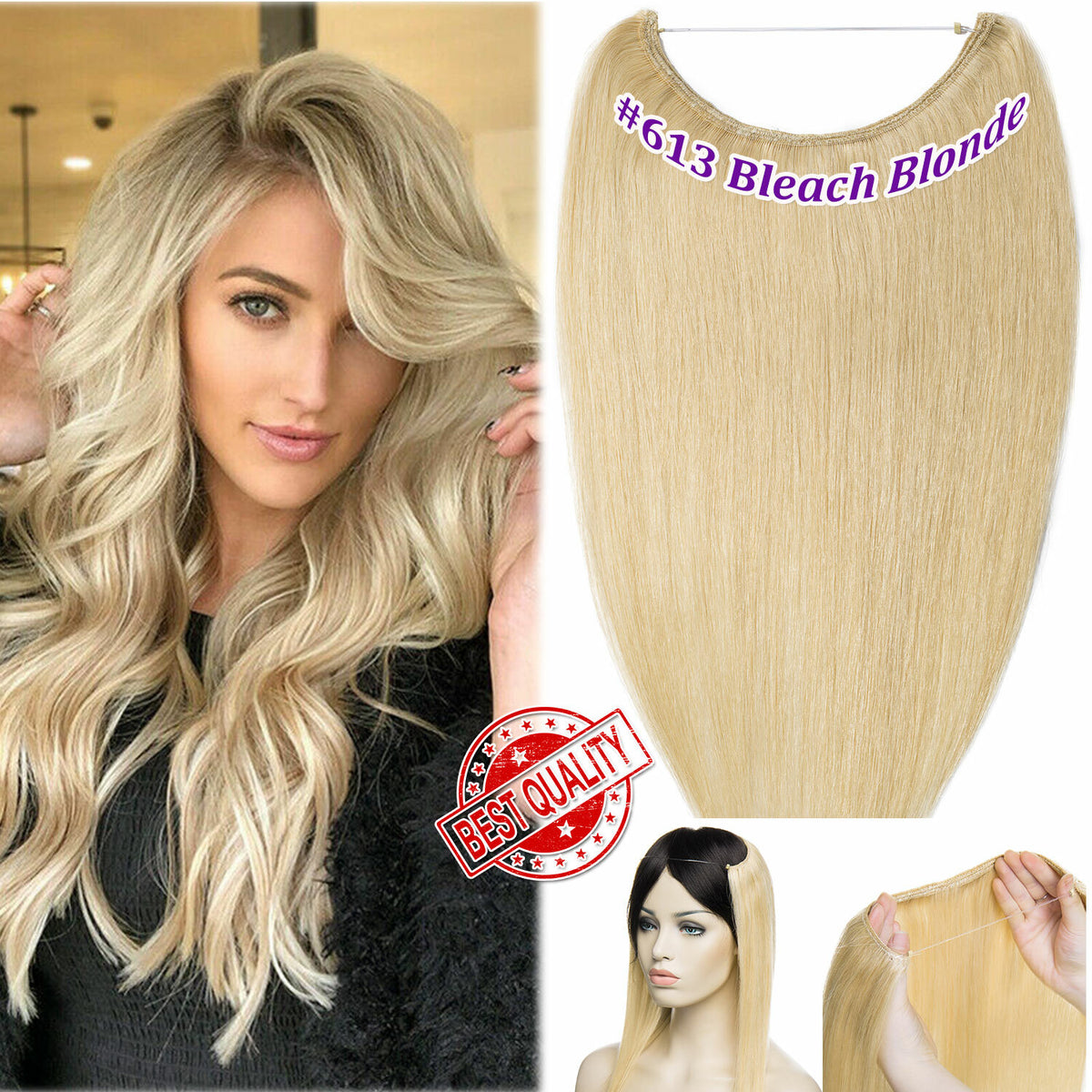 Invisible Wire Clip-In Human Hair Extensions - Thick & Natural Look