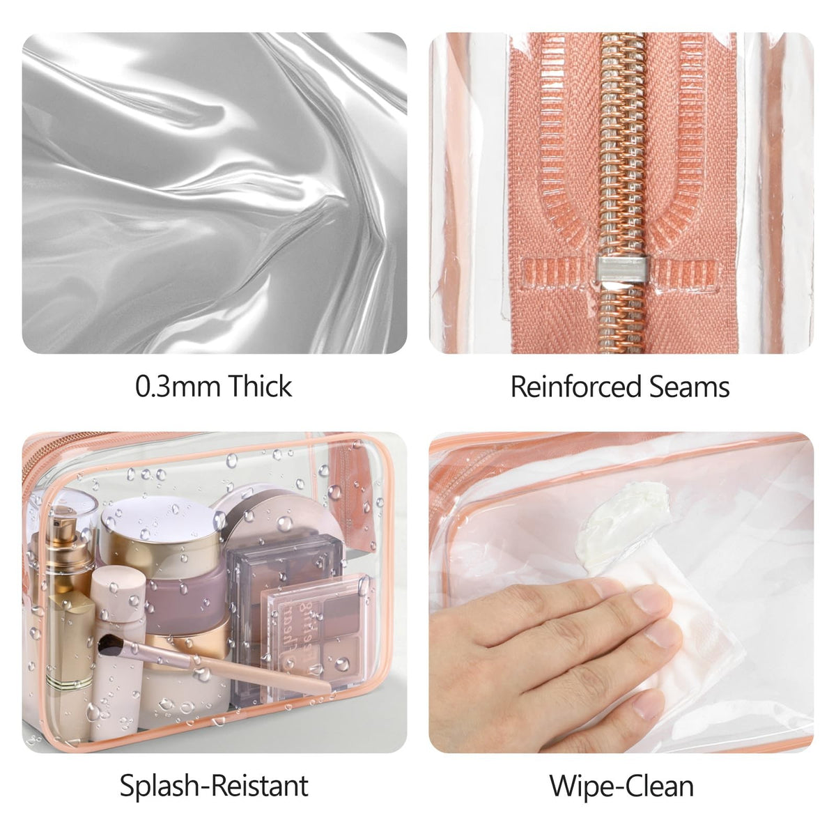 TSA Approved Toiletry Bag 2 Pack - Medium Clear Cosmetic & Large Storage Bag