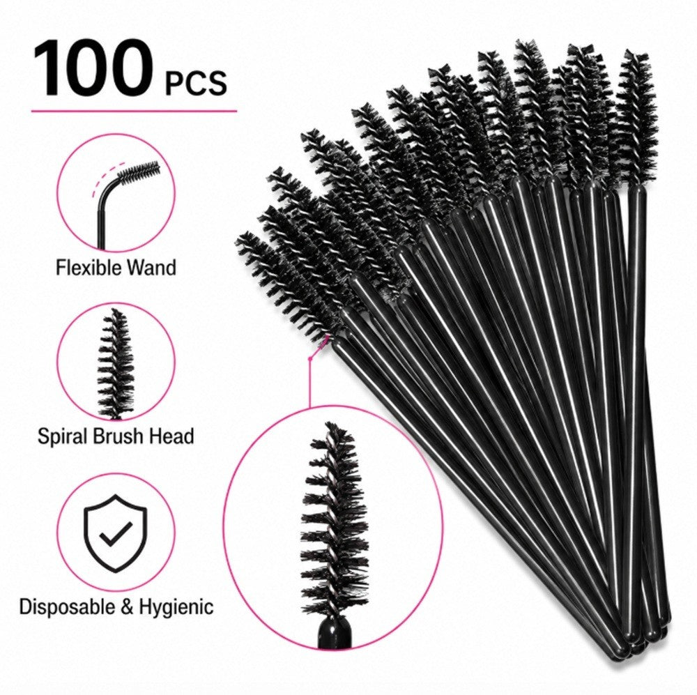 Disposable Mascara Wands Set - 100 Pcs Eyelash & Brow Applicators