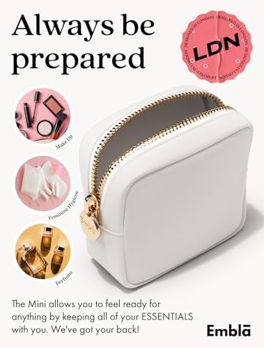 Small Makeup Bag with Zipper - Travel Cosmetic Pouch in White Nylon