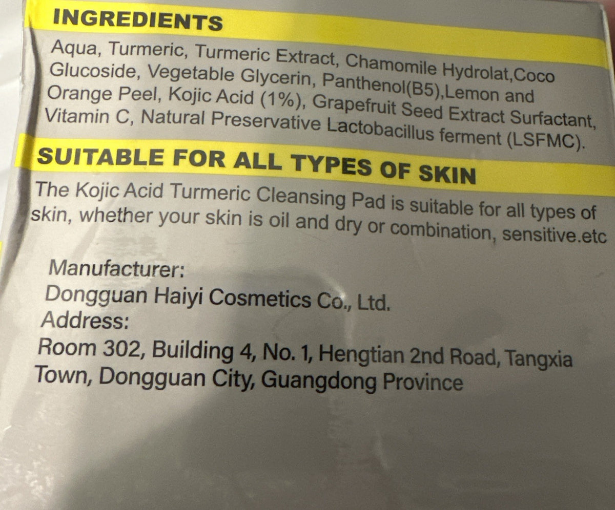 Turmeric & Kojic Acid Cleansing Pads - Skin Brightening Face Pads, 60 Count