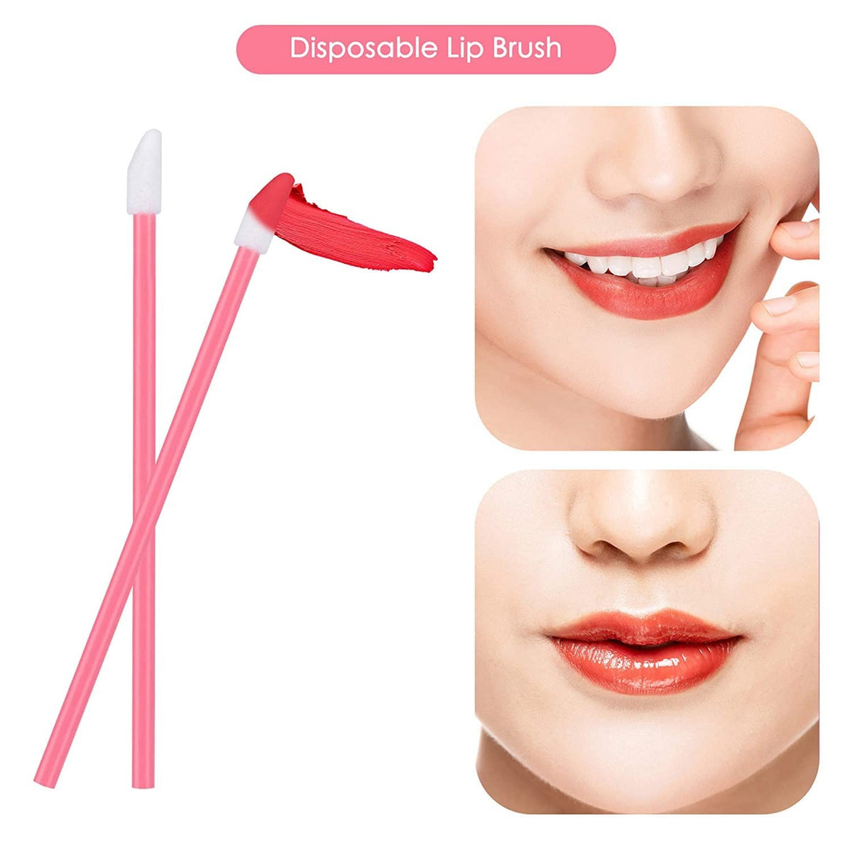 Disposable Lip Gloss Applicators Pink Makeup Brush Wands Kit 650PCS