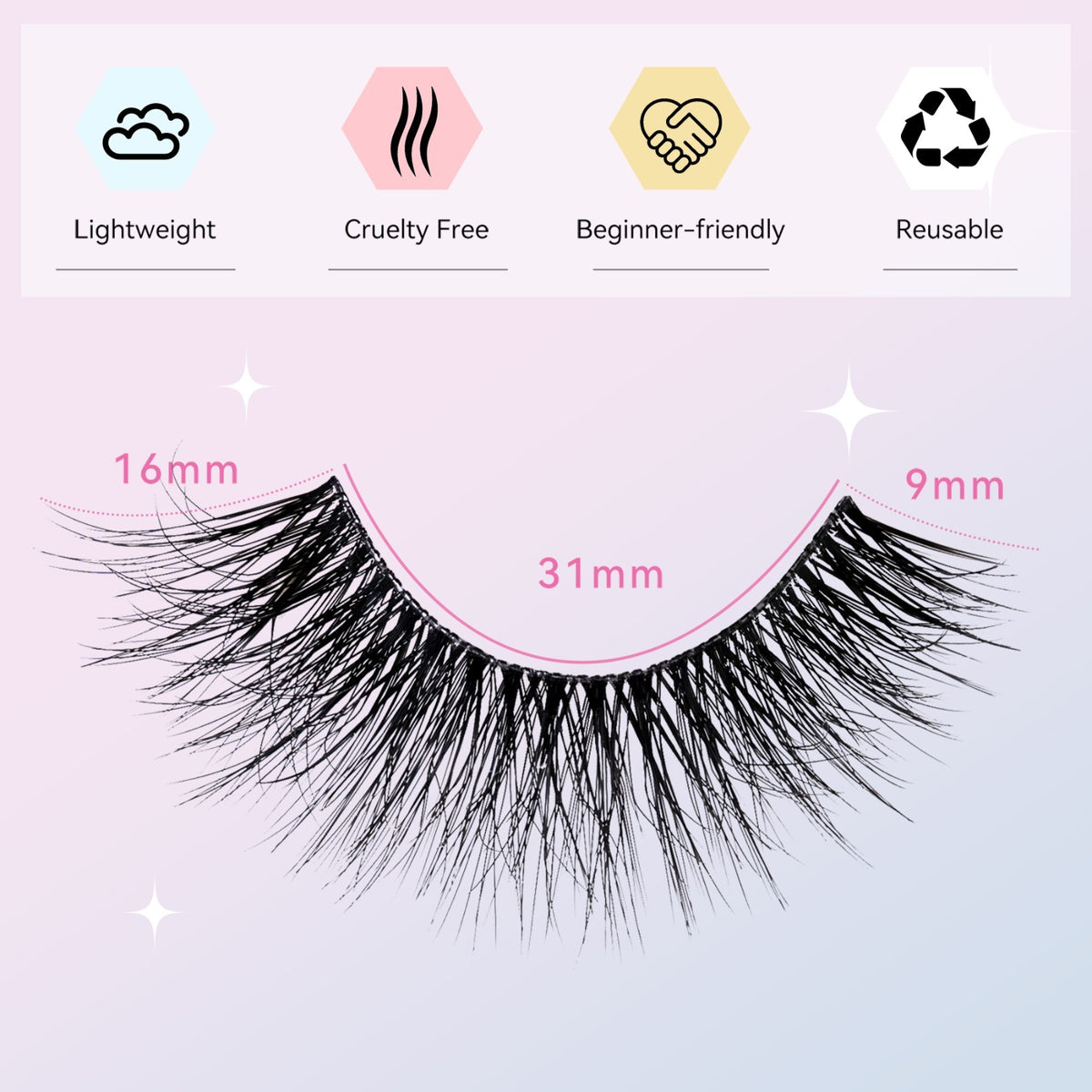 False Eyelashes 10 Pairs Natural Cat Eye Wispy 3D Reusable Cruelty-Free