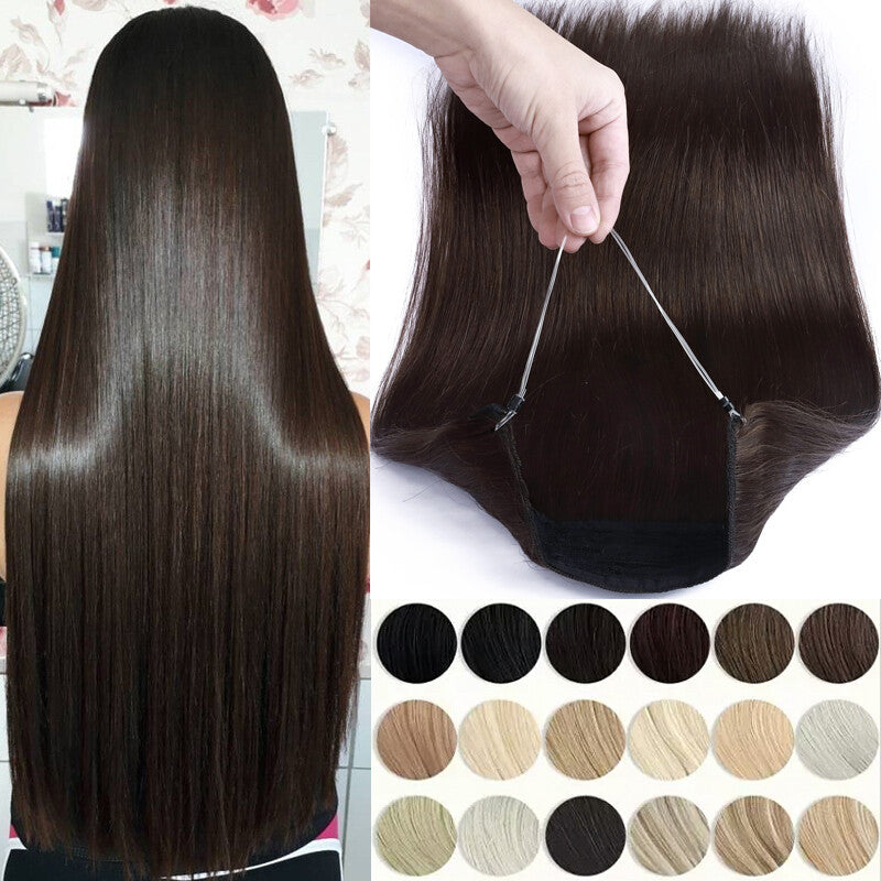 Long Weft Wire Hair Extensions 120g Remy Human Hair Thick One Piece