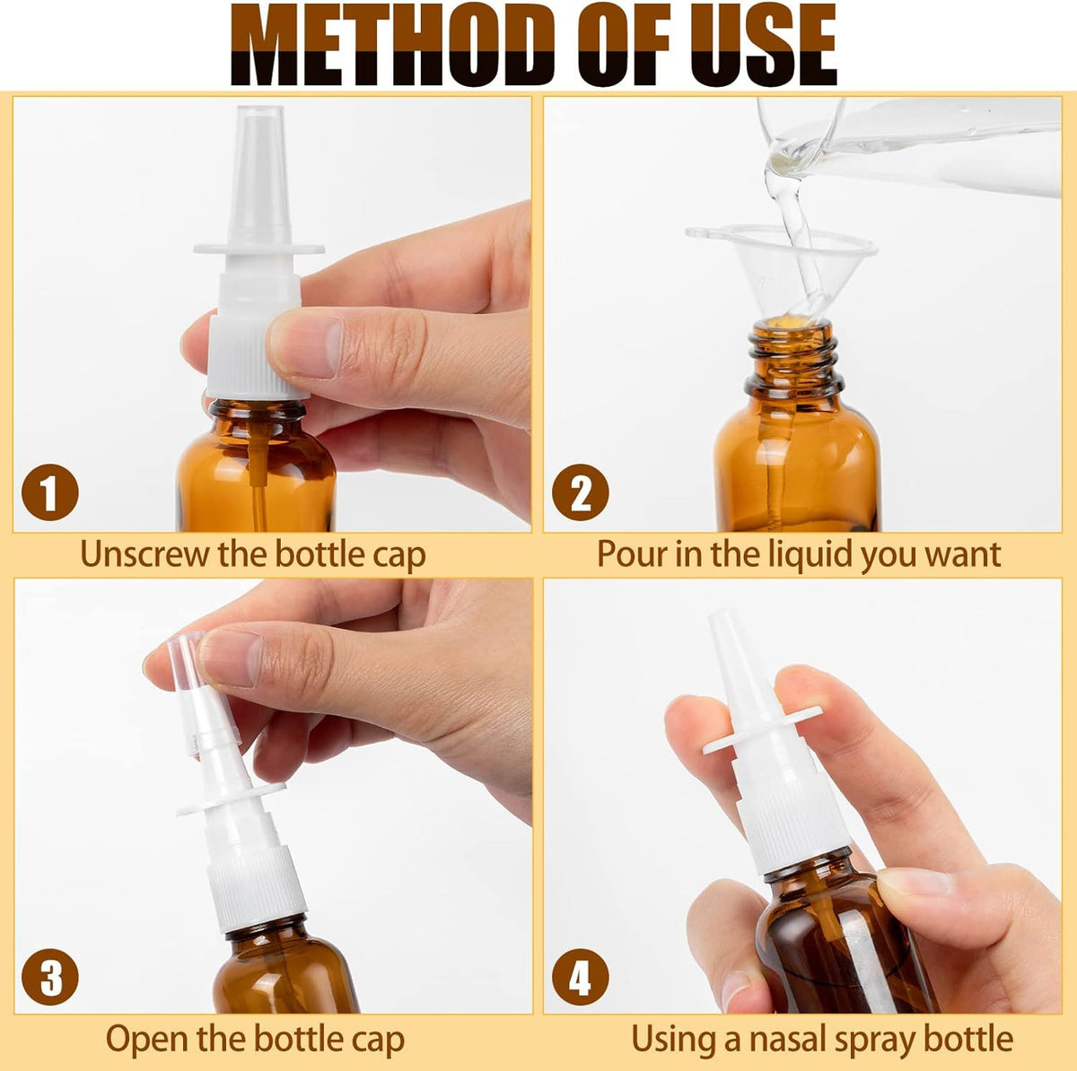 Reusable Glass Nasal Spray Bottles Set - 30ml Fine Mist Spray, Travel Size